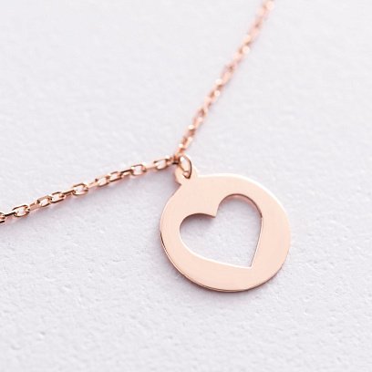 Золотий браслет "Сердечко" на ногу б04790 №2