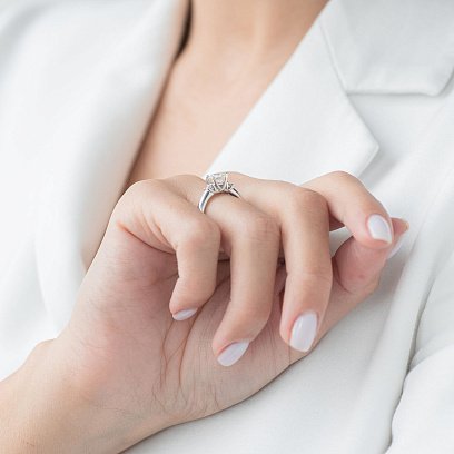 Каблучка в платині з діамантами кб0314lg №2