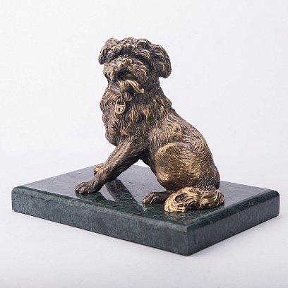 Бронзова фігура ручної роботи "Собачка в нашийнику" сер00034