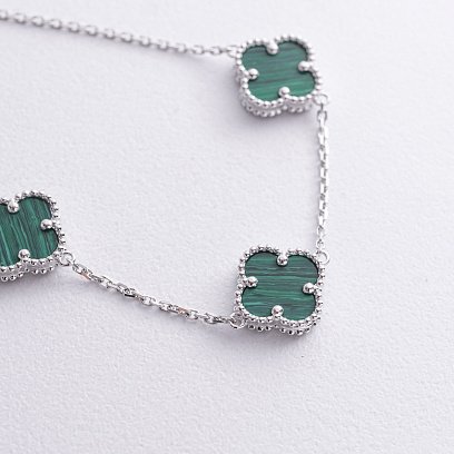 Браслет "Клевера" с малахитом (белое золото) б05437 №3