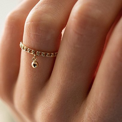 Каблучка "Ланцюжок з кулькою" у жовтому золоті к07185 №4