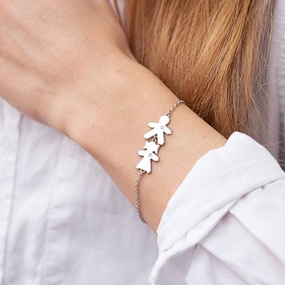 Срібний браслет "Дівчинка та хлопчик" (можливе гравіювання) 2084 №9