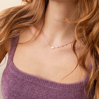 Колье "Сердечко" в белом золоте кол02352 №2