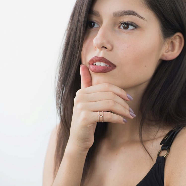 Золотое кольцо на фалангу с бриллиантами 165823ch от ювелирного магазина Оникс - 3