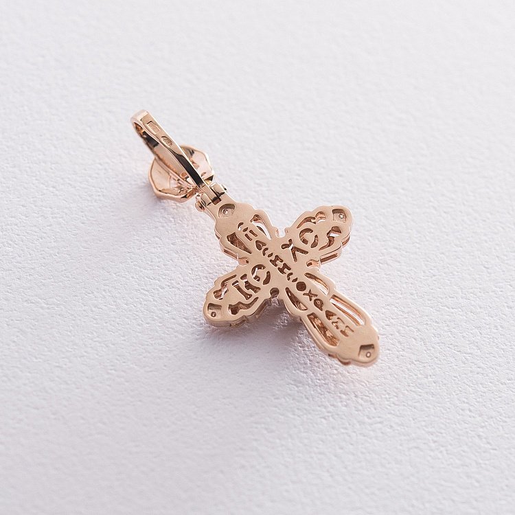 Православный крест "Распятие. Спаси и Сохрани" (эмаль, фианиты) 270048Е от ювелирного магазина Оникс - 1