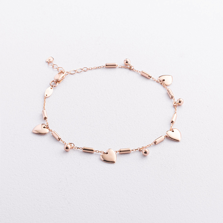 Золотий браслет "Сердечки" б05822 від ювелірного магазину Онікс