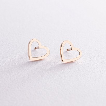 Сережки - пусети "Сердечки" у жовтому золоті с08171