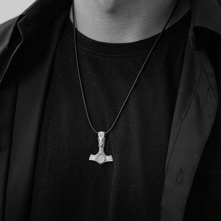 Срібний кулон - молот "Шолом жаху із черепом" 7043 від ювелірного магазину Онікс - 4