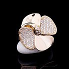 Золотое кольцо "Клевер" с фианитами к04291 от ювелирного магазина Оникс