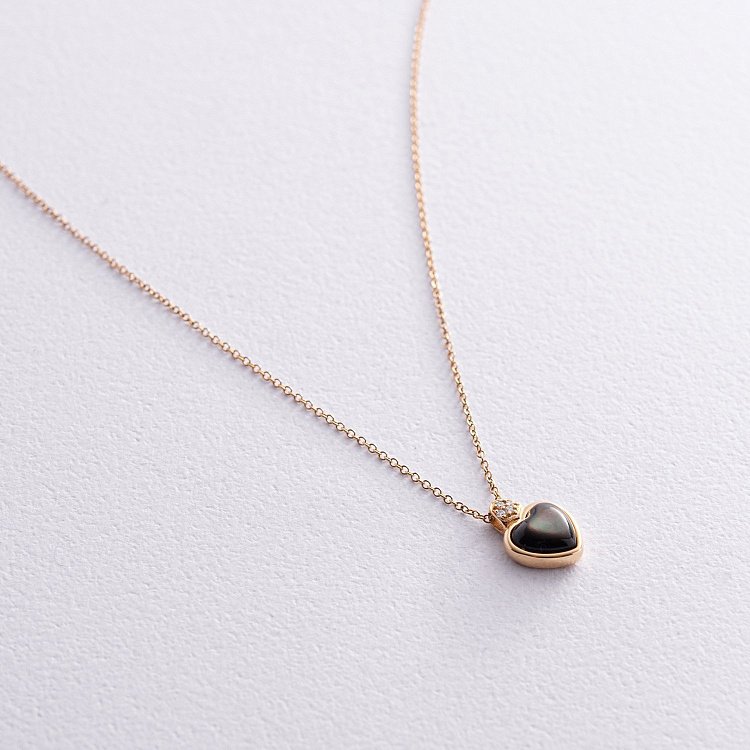 Золотое колье "Сердечко" с бриллиантами и перламутром колб0102sc от ювелирного магазина Оникс - 2