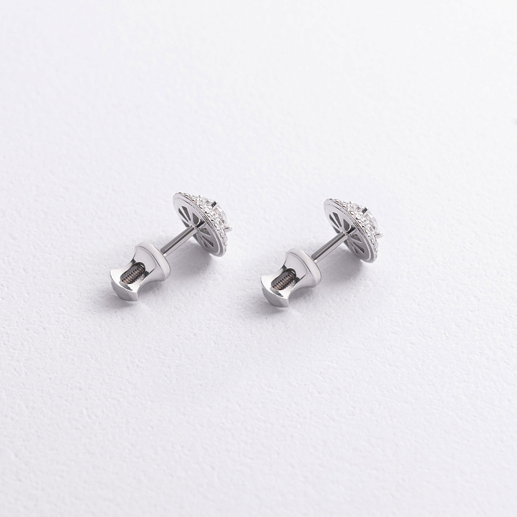 Золотые серьги - пусеты с бриллиантами 345001121 от ювелирного магазина Оникс - 2