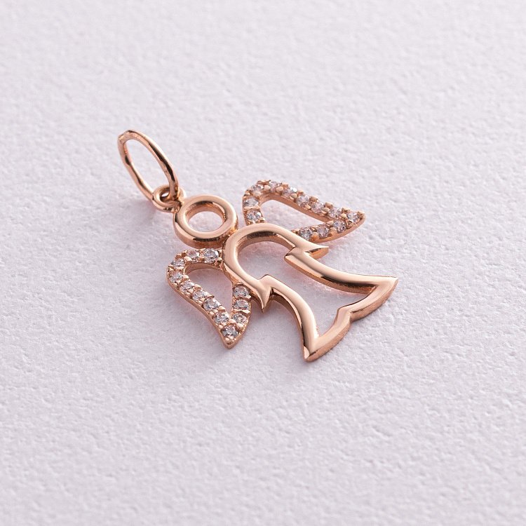 Золотой кулон "Ангелочек" (фианиты) п03014 от ювелирного магазина Оникс