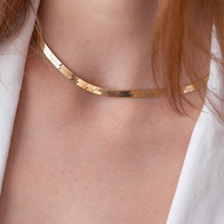 Колье "Наоми" в желтом золоте (снейк) ц00459 от ювелирного магазина Оникс - 15