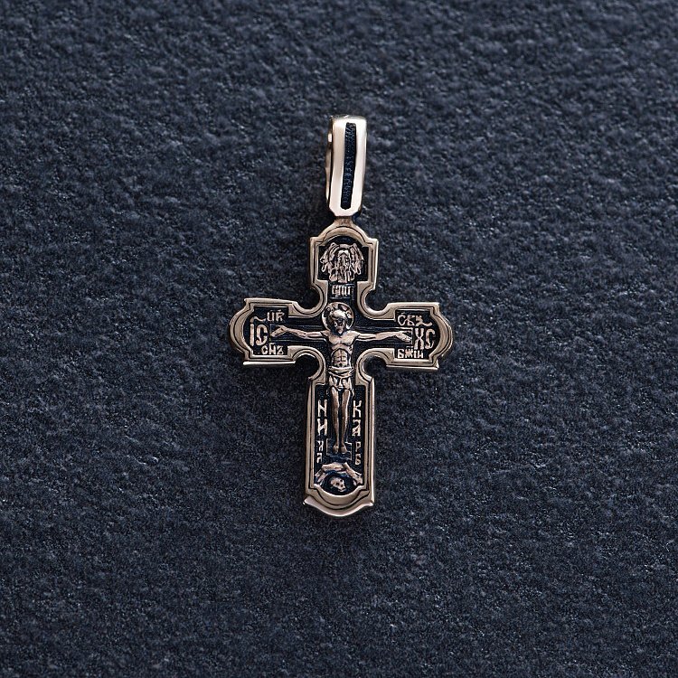 Хрест "Розп'яття" у жовтому золоті п03876 від ювелірного магазину Онікс - 4