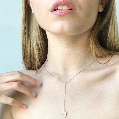 Серебряное колье "Ласточка" 18599 №6