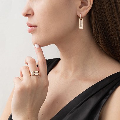 Золотые серьги (фианиты) с06644 №2