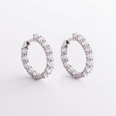 Серебряные серьги - кольца с фианитами 4762