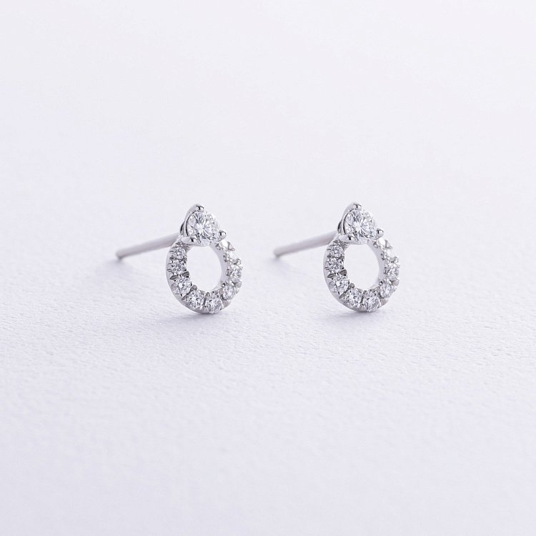 Золотые серьги - пусеты "Капельки" с бриллиантами сб0499nl от ювелирного магазина Оникс