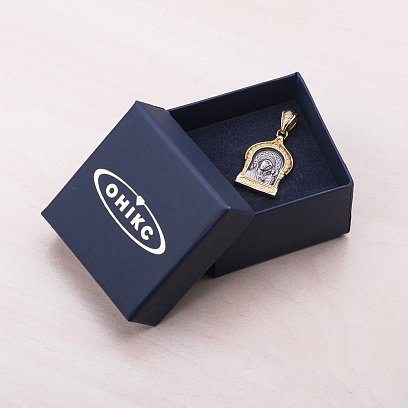 Серебряная подвеска Казанской Божией Матери с позолотой 131664 №5