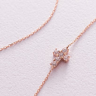 Золоте кольє з хрестиком (фіаніти) кол02113 №4