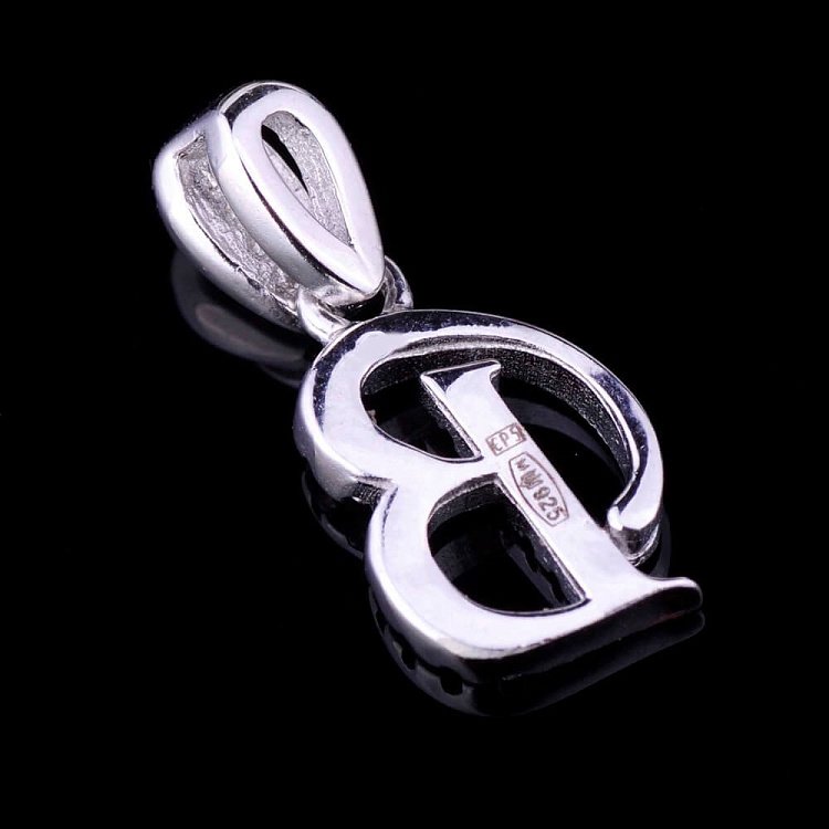 Срібна підвіска літера "В" (фіаніти) 131991B від ювелірного магазину Онікс - 1