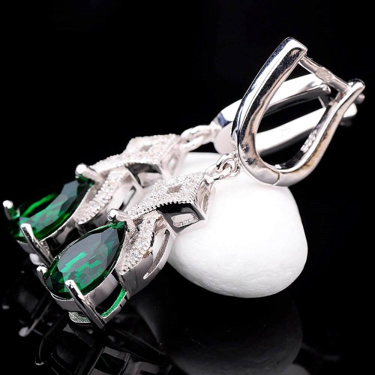 Срібні сережки з фіанітами с12 від ювелірного магазину Онікс - 1