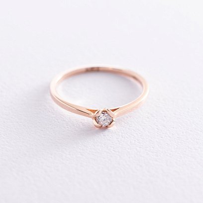 Заручальна каблучка в червоному золоті (діамант) кб0347са №3