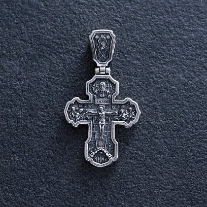 Срібний хрест "Розп'яття. Молитва" 133046 №3