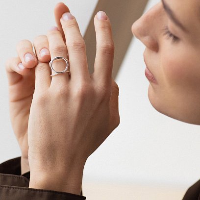 Серебряное кольцо "Круговорот" 112250 №13