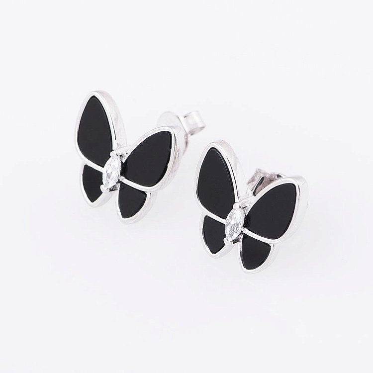 Срібні сережки-пусети "Метелики" 122004 від ювелірного магазину Онікс - 1