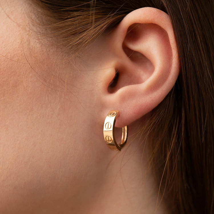 Серьги "Love" в красном золоте с09342 от ювелирного магазина Оникс - 5