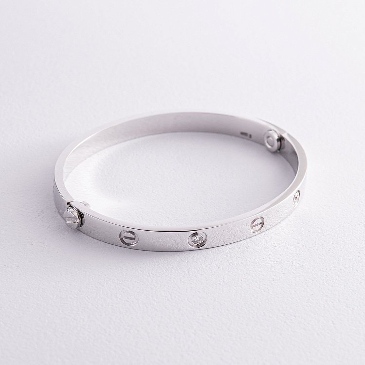 Жесткий золотой браслет "Love" (бриллианты) бб0031 Жесткий золотой браслет "Love" (бриллианты) бб0031 от ювелирного магазина Оникс