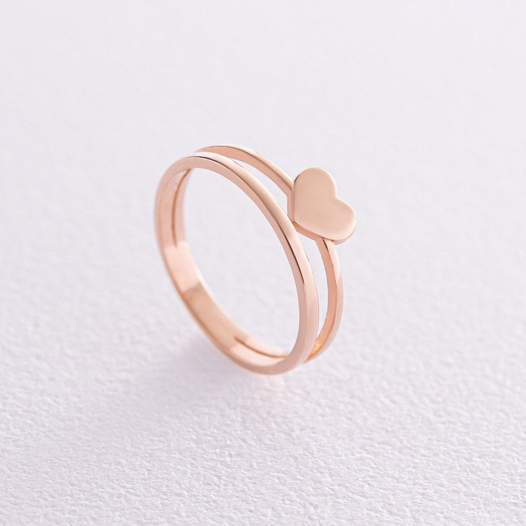 Каблучка "Сердечко" в червоному золоті к07152 від ювелірного магазину Онікс - 3