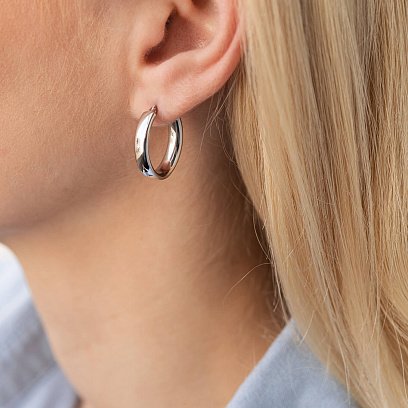 Овальные серьги в белом золоте с07857 №5