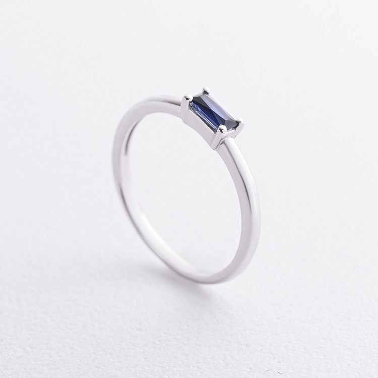 Срібна каблучка з синтетичним сапфіром 1923/1р-HSPH від ювелірного магазину Онікс