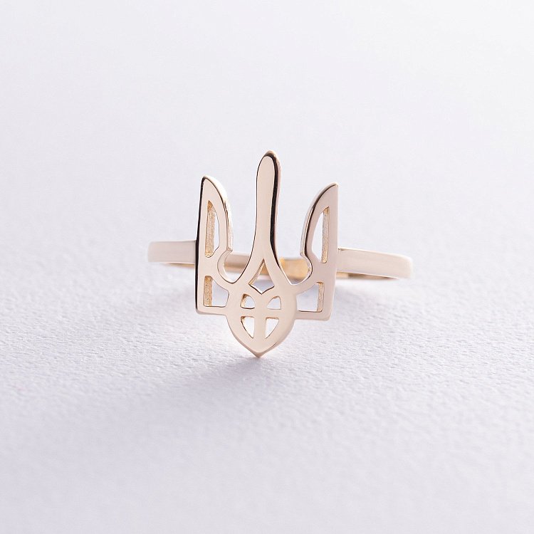 Кольцо  "Герб Украины - Тризуб" в желтом золоте к07331 от ювелирного магазина Оникс