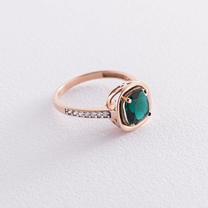 Золотое кольцо (фианиты, празиолит) к05438