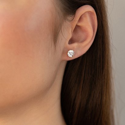 Серьги - пусеты с фианитами (желтое золото) с08301 №4