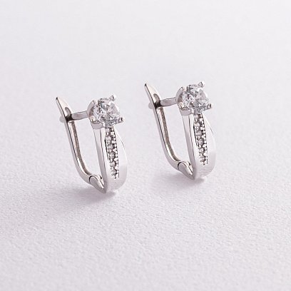 Золотые серьги с фианитами с04269