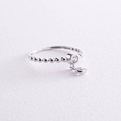 Каблучка в білому золоті з фіанітами к07056 №3