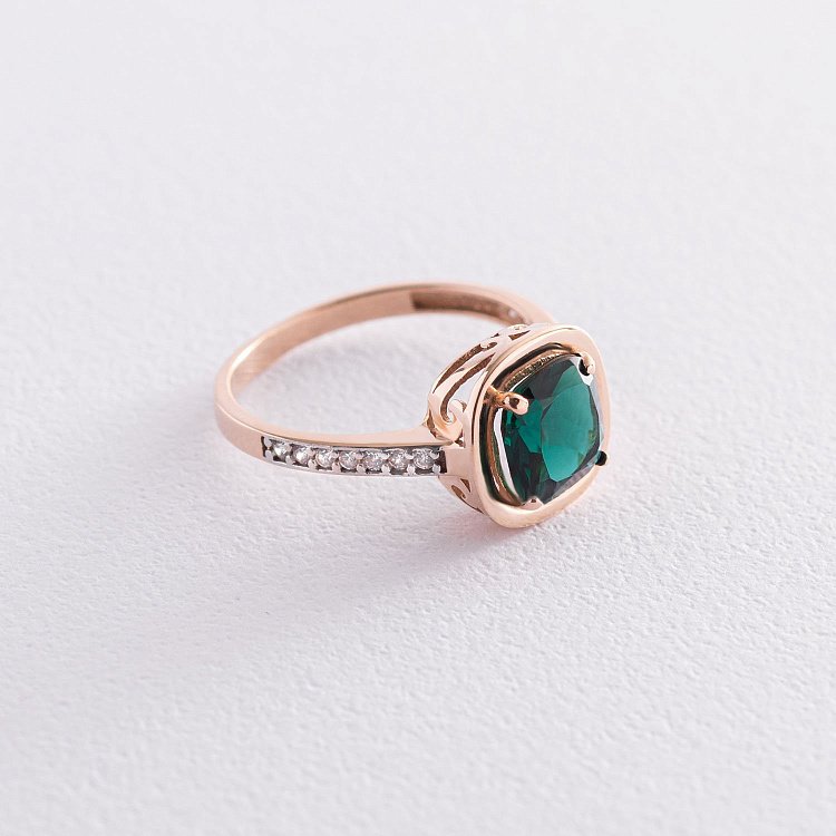 Золотое кольцо (фианиты, празиолит) к05438 от ювелирного магазина Оникс