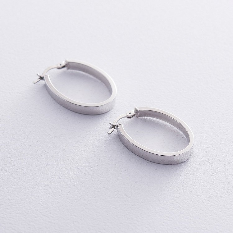 Овальні сережки зі срібла 122580 від ювелірного магазину Онікс