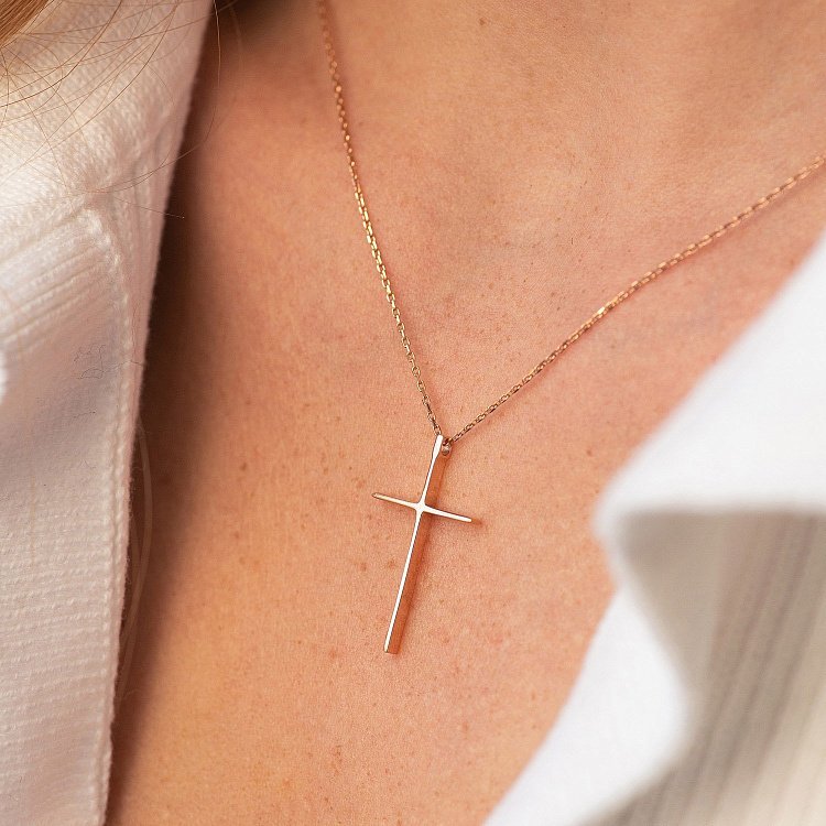 Колье "Крестик" в красном золоте кол01705 от ювелирного магазина Оникс - 3