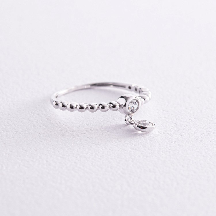 Каблучка в білому золоті з фіанітами к07056 від ювелірного магазину Онікс - 2