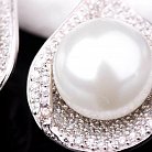 Срібні сережки (фіаніти, штучні перли) 121157 от ювелирного магазина Оникс - 3