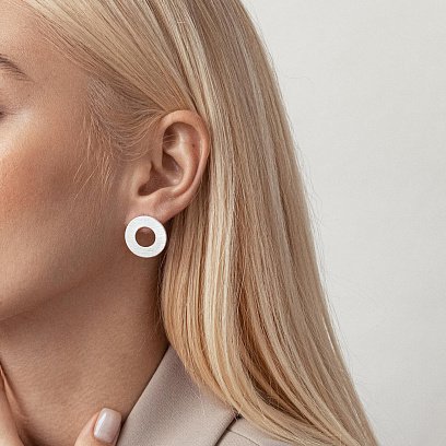 Серебряные серьги - пусеты "Матовые" 123156