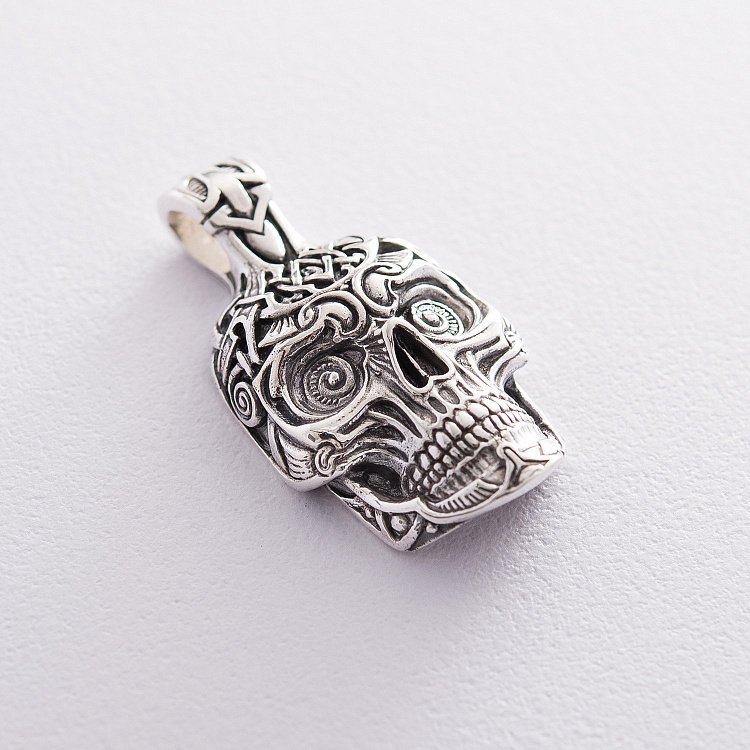Серебряная подвеска "Череп" (чернение) 132570 от ювелирного магазина Оникс - 3