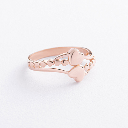 Золотое кольцо "Сердечки" к08473 №2