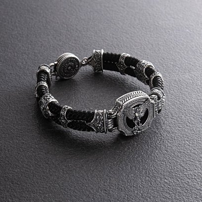 Серебряный браслет "Архангел Михаил" (оникс) 1377 №8