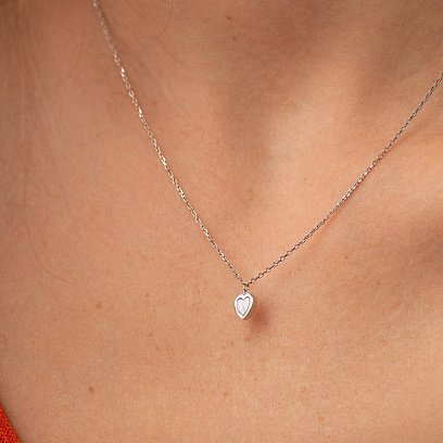 Колье "Сердечко" с перламутром (белое золото) кол02555 №5